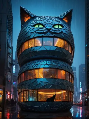 futuristic architecture,morphosis,cube house,cubic house,cattery,citycat,housecat,kimmelman,totoro,catterson,mizutori,crooked house,electrohome,animal tower,miyazaki,modern architecture,rain cats and dogs,mvrdv,futuristic art museum,lair,Illustration,Abstract Fantasy,Abstract Fantasy 19