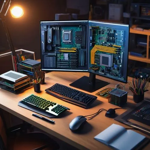 computer workstation,workbench,3d render,desktops,workstations,fractal design,3d rendering,computer graphics,motherboards,3d rendered,circuit board,blur office background,workstation,motherboard,render,working space,computer graphic,computer monitor,computer room,multiprocessors,Conceptual Art,Oil color,Oil Color 06