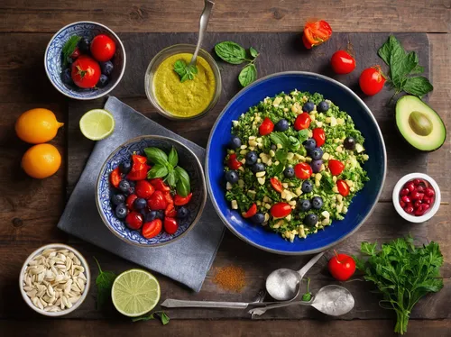 Create a recipe for a delicious and nutritious health food.,mediterranean diet,tabbouleh,cabbage soup diet,vegan nutrition,freekeh,mediterranean cuisine,greek salad,fruits and vegetables,food preparat