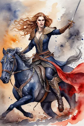 joan of arc,female warrior,heroic fantasy,horseback,equestrian,warrior woman,sagittarius,wonderwoman,strong woman,fantasy woman,strong women,fantasy art,patriot,bronze horseman,elenor power,swordswoman,horseman,fantasy picture,woman power,celtic queen,Illustration,Paper based,Paper Based 24