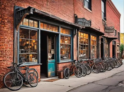 Architectural salvage shop, Indianapolis, Indiana, rustic wooden doors, antique windows, vintage metal signs, distressed brick walls, reclaimed wood beams, eclectic decorations, old machinery parts, w