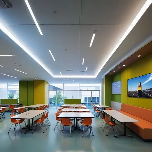 daylighting,school design,lecture room,conference room,lecture hall,ceiling lighting,fluorescent lamp,conference room table,meeting room,track lighting,ceiling construction,concrete ceiling,class room,study room,halogen spotlights,ceiling fixture,modern office,classroom,board room,ceiling ventilation,Photography,General,Realistic