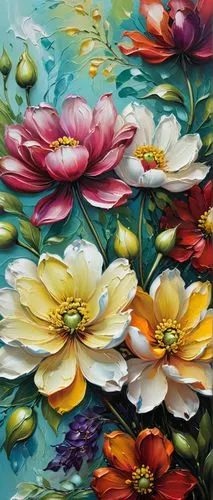 flower painting,floral background,oil painting on canvas,flower fabric,waterlilies,water lilies,Conceptual Art,Fantasy,Fantasy 03