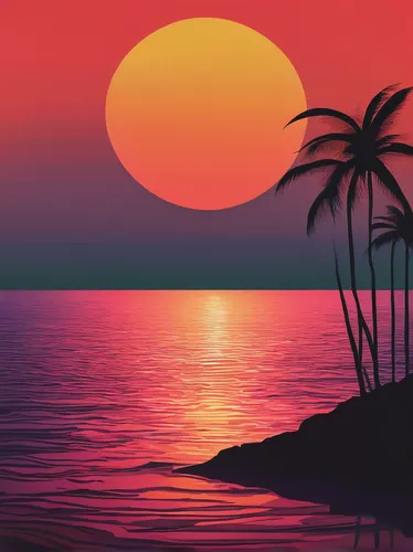 tropics,tropical sea,coast sunset,sub-tropical,tropical house,sunset beach,tropical island,tropical beach,palm tree vector,landscape background,tropical floral background,summer background,landscape red,beach landscape,sunset,red sun,tropic,gradient effect,sunrise beach,ocean background,Art,Artistic Painting,Artistic Painting 08