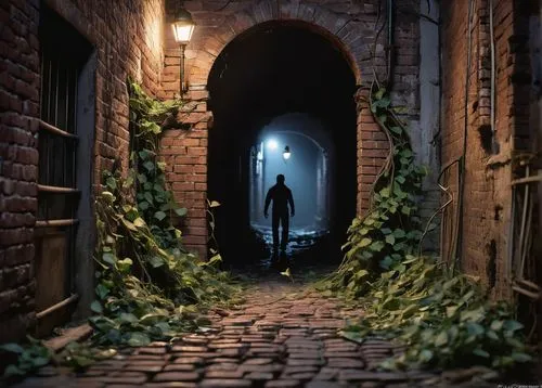 ruelle,alley,creepy doorway,alleyway,passage,nacht,old linden alley,girl walking away,hollow way,passageway,alleyways,alleycat,darktown,oscura,nosferatu,blind alley,the threshold of the house,the door,crewdson,night image,Unique,3D,Garage Kits