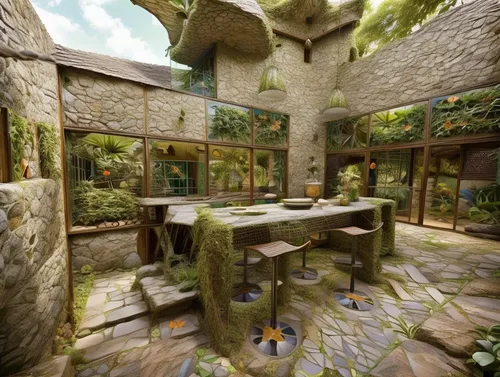 tree house hotel,breakfast room,tree house,fairy village,3d fantasy,miniature house,courtyard,the kitchen,kitchen interior,virtual landscape,dandelion hall,climbing garden,children's interior,escher village,house in the forest,inside courtyard,luxury bathroom,tile kitchen,popeye village,water mill