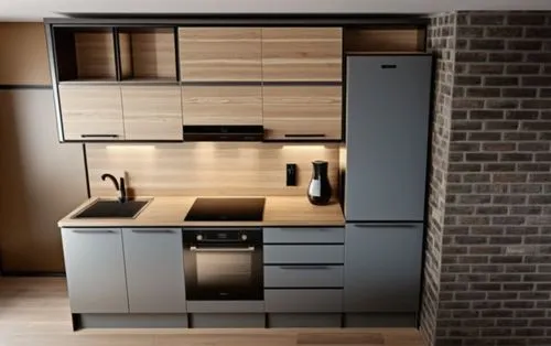 un moderno contrasto di colori tar ardesia e nero con finiturew ner a contrasto con il calore del legno regalano agli ambienti un tocco di calore sofisticato ,the kitchen is very modern, ready to be u