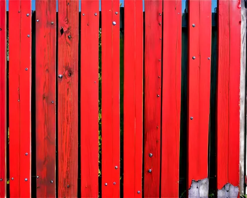 Red painted wooden fence, vertical boards, rusty metal posts, worn-out texture, peeling paint, morning dew, soft sunlight, 3/4 composition, shallow depth of field, warm color tone, cinematic lighting,