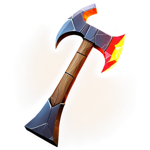 game asset Axe with magic read fire,pickaxe,dane axe,thermal lance,tomahawk,throwing axe,flaming torch,a hammer,axe,ranged weapon,torch tip,firethorn,framing hammer,torch holder,meat hammer,butcher ax