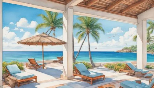 beach restaurant,background vector,beachfront,beach resort,oceanfront,beach chairs,beach scenery,dream beach,beach landscape,beach bar,tropical beach,windows wallpaper,colored pencil background,holiday villa,seaside view,tropical house,beach furniture,seaside resort,caribbean beach,umbrella beach,Conceptual Art,Daily,Daily 17