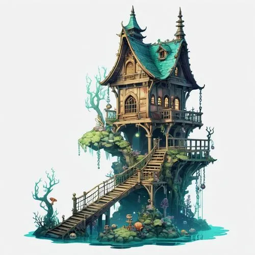 tree house,treehouse,fairy house,witch's house,tree house hotel,treehouses,Illustration,Abstract Fantasy,Abstract Fantasy 11