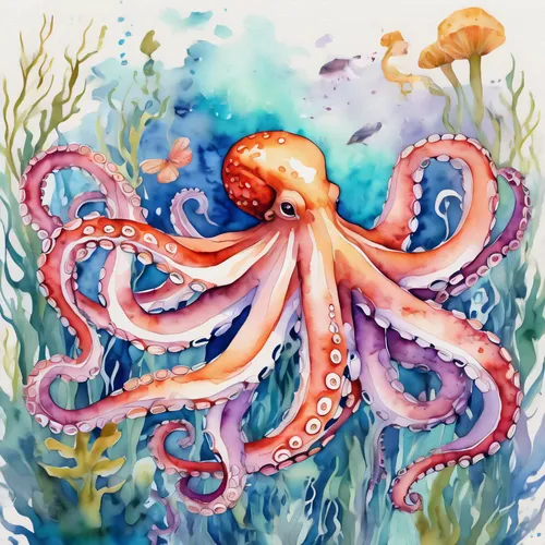 fun octopus,cephalopod,pink octopus,octopus,pulpo,tentacular,octo,octopi,octopus tentacles,tentacled,cephalopods,squid game card,tentacles,octopuses,tentaculata,deepsea,cnidaria,kraken,sea animal,atlanticus,Illustration,Paper based,Paper Based 25