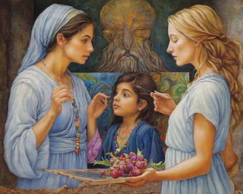 holy family,oil painting on canvas,blessing of children,contemporary witnesses,oil painting,the three graces,candlemas,the annunciation,the mother and children,mother with children,oil on canvas,holy communion,little girl and mother,offering,mother and children,the long-hair cutter,iranian nowruz,khokhloma painting,girl praying,nativity,Illustration,Paper based,Paper Based 08