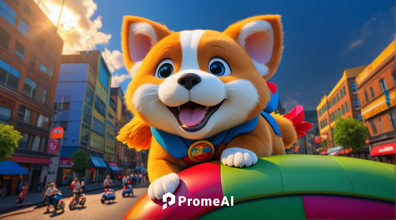 pride parade,cute cartoon image,cute cartoon character,balloon trip,children's background,cheerful dog,the pembroke welsh corgi,dog street,corgi,tails,furta,color dogs,hot-air-balloon-valley-sky,amuse