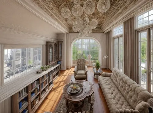 luxury home interior,bay window,ornate room,reading room,sitting room,window treatment,breakfast room,great room,bookshelves,interiors,brownstone,living room,stucco ceiling,athenaeum,paris balcony,livingroom,french windows,interior design,family room,luxury property,Common,Common,Natural