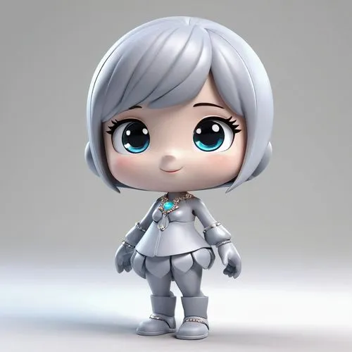 weiss,chibi girl,minmei,piko,chibi,minimo,silver,sakuya,masayo,silverite,3d rendered,sakurai,smolla,silvery,3d model,miyabi,wakamiya,suri,silvered,lumi,Unique,3D,3D Character