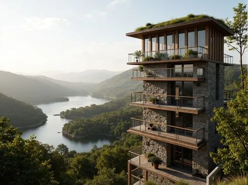 lookout tower,tree house hotel,observation tower,watch tower,treehouse,tree house,treehouses,zumthor,amanresorts,residential tower,the observation deck,fire tower,observation deck,walhalla,house in mountains,house with lake,house in the mountains,the cabin in the mountains,cantilevered,bird tower