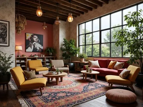 loft,apartment lounge,living room,contemporary decor,sitting room,mid century modern,interior decor,lofts,livingroom,home interior,modern decor,interior design,chaise lounge,great room,minotti,mid century house,couches,mid century,family room,midcentury