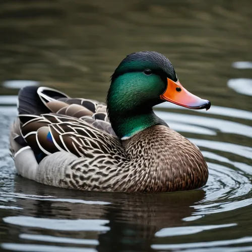 creame una imagen de un pato nadando en el agua,mallard,american black duck,cayuga duck,ornamental duck,female duck,green winged teal (american),duck on the water,waterfowl,brahminy duck,mallards,wate