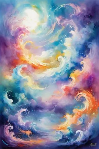 rainbow clouds,swirl clouds,abstract backgrounds,abstract artwork,celestial,swirling,abstract painting,sky clouds,abstract background,colorful spiral,harmony of color,clouds - sky,unicorn background,turbulence,sky,oil painting on canvas,star winds,fantasy art,colorful background,swirls,Conceptual Art,Daily,Daily 24