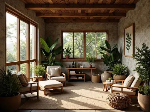 sunroom,sitting room,living room,home interior,cabana,verandah,patio,veranda,patios,conservatory,house plants,livingroom,loggia,indoor,porch,tropical house,verandahs,houseplants,amanresorts,verandas