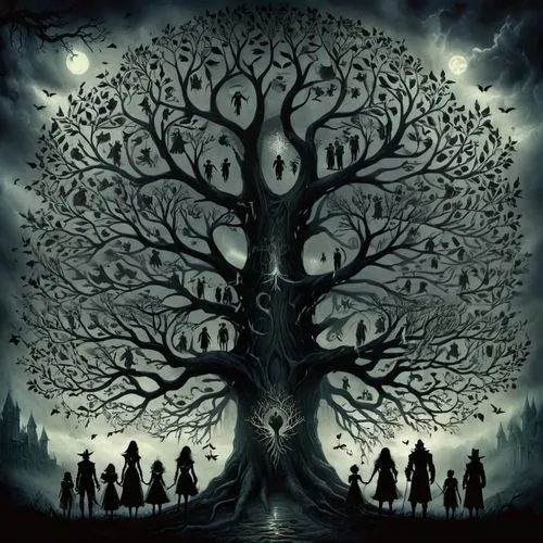 celtic tree,tree of life,treepeople,family tree,ignagni,the branches of the tree,magic tree,yggdrasil,mirkwood,carcosa,creepy tree,asatru,the roots of trees,the branches,the trees,chipko,tree silhouette,tree,cernunnos,fantasmas,Conceptual Art,Fantasy,Fantasy 34