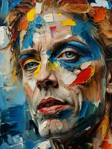 nielly,mondriaan,david bowie,oil painting on canvas,brel,mondrian,Photography,General,Realistic