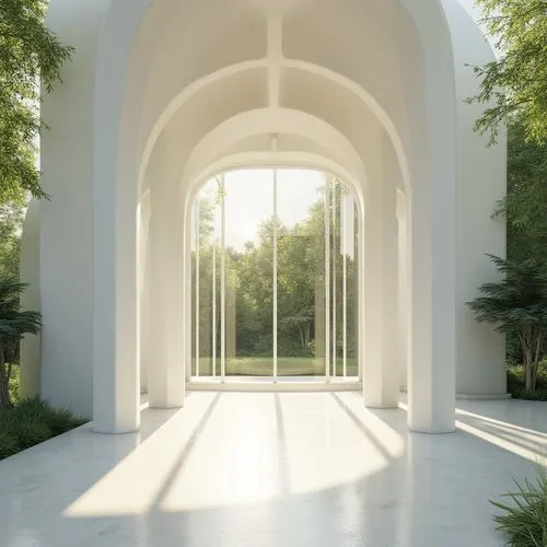 archways,orangerie,3d rendering,orangery,cochere,columbarium,pergola,crematorium,render,archly,daylighting,sunroom,mirror house,arbour,mihrab,three centered arch,canopied,narthex,semi circle arch,revit,Photography,General,Realistic