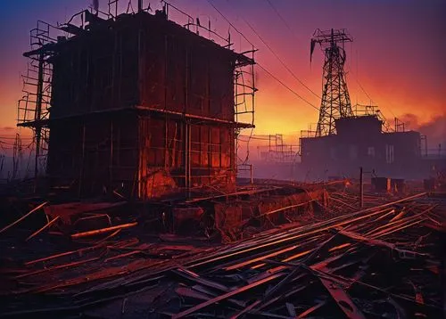 industrial landscape,industriels,industrialization,falsework,industrial ruin,industrialism,norilsk,industrialised,precipitator,industriale,cosmodrome,post-apocalyptic landscape,steel mill,industrial,substation,brownfield,industrielles,industrie,industriel,industrialize,Art,Artistic Painting,Artistic Painting 20