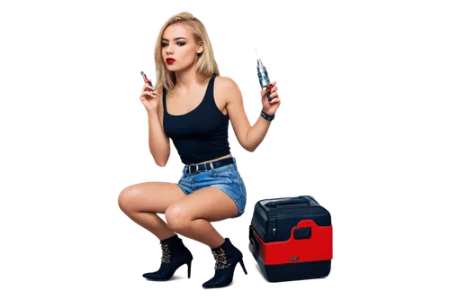 cordless screwdriver,girl with gun,woman holding gun,fire extinguisher,petrol lighter,spark plug,extinguisher,girl with a gun,woman fire fighter,sparkplug,vacuum cleaner,cigarette girl,power drill,handheld electric megaphone,electronic cigarette,pipe wrench,phillips screwdriver,red stapler,car vacuum cleaner,gas bottle,Conceptual Art,Sci-Fi,Sci-Fi 02