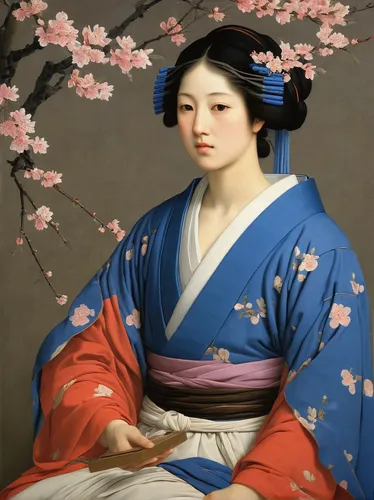 japanese woman,geisha,geisha girl,japanese art,ikebana,japanese cherry,plum blossoms,motsunabe,mukimono,kimono fabric,japanese floral background,japanese culture,oriental girl,the cherry blossoms,honzen-ryōri,floral japanese,woman sitting,oriental painting,oriental princess,kimono,Art,Classical Oil Painting,Classical Oil Painting 33