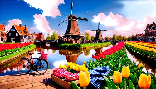 tulip festival,tulip fields,dutch landscape,netherland,the netherlands,netherlands,dutch windmill,holland,tulip field,delft,tulip background,molen,holand,keukenhof,springtime background,hollanda,nederlandse,dutch,hollandica,tulips field,Conceptual Art,Oil color,Oil Color 23