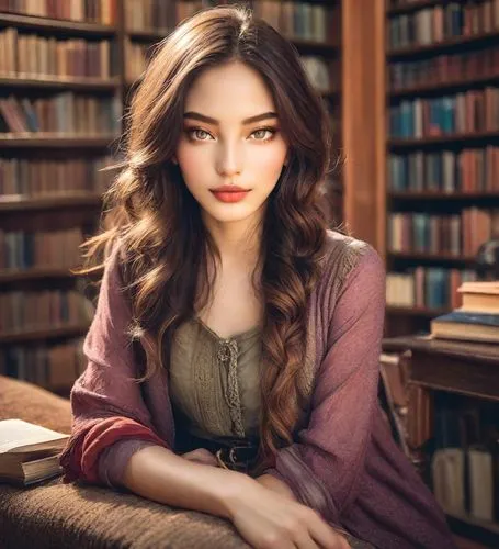 librarian,fantasy portrait,romantic portrait,mystical portrait of a girl,romantic look,bookworm,girl studying,madeleine,young woman,eurasian,girl portrait,portrait of a girl,author,rowan,women's novels,girl in a historic way,persian,victoria lily,persian poet,pretty young woman,Photography,Realistic