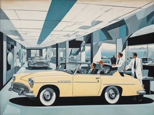 matruschka,car showroom,porsche 550,lincoln motor company,car salon,vintage illustration,ford motor company,triumph motor company,vintage art,automotive decor,automotive exterior,car dealership,automobile repair shop,packard station sedan,volkswagen beetlle,borgward,daimler 250,drive in restaurant,art deco,model years 1958 to 1967,Illustration,Black and White,Black and White 07