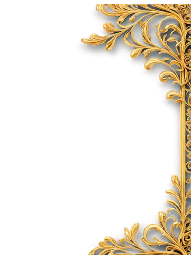 Transparent frame border, ornate gold decorations, beveled edges, rounded corners, delicate filigree patterns, soft focus, shallow depth of field, warm lighting, 3/4 composition, close-up shot, metall