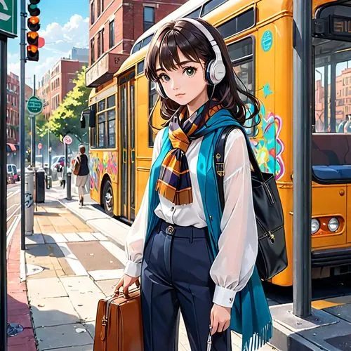 anime japanese clothing,city trans,fashionable girl,the girl at the station,travel woman,tsumugi kotobuki k-on,commuter,harajuku,school bus,retro girl,bus stop,mikuru asahina,anime girl,traveler,city bus,schoolgirl,public transportation,student,bus,city ​​portrait,Anime,Anime,Traditional