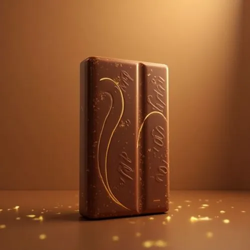 Rich brown chocolate color, luxurious texture, gold accents, elegant typography, sophisticated background, modern minimalist composition, subtle gradient effects, warm inviting lighting, high-end prod