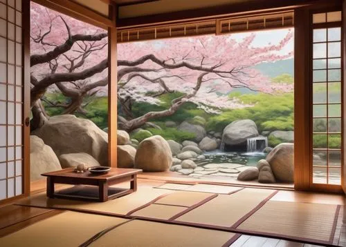 japanese-style room,japanese sakura background,japanese floral background,sakura background,background with stones,ryokan,japanese zen garden,japanese art,ryokans,japanese background,tea ceremony,zen garden,japanese garden ornament,sakura tree,sakura blossoms,sakura blossom,japanese shrine,teahouse,sakura trees,japanese garden,Conceptual Art,Oil color,Oil Color 10