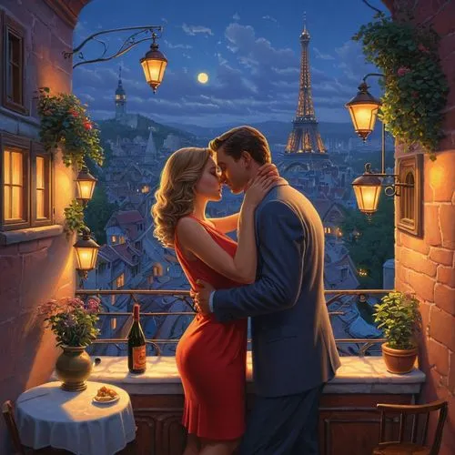 romantic scene,romantic night,romantic portrait,romantique,romantica,romantic,Illustration,Realistic Fantasy,Realistic Fantasy 27