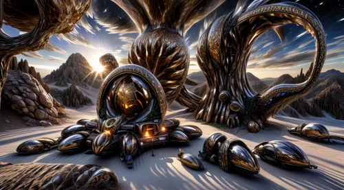 alien planet,alien world,sci fiction illustration,fantasy art,kraken,fantasy picture,northrend,fantasy landscape,ringed-worm,mandelbulb,wyrm,terraforming,primeval times,ice planet,spore,planet eart,game illustration,3d fantasy,cuthulu,heroic fantasy