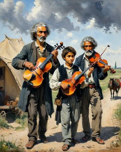 troubadors,town musicians,musicians,fiddlers,zouaves,grisman,Art,Classical Oil Painting,Classical Oil Painting 10