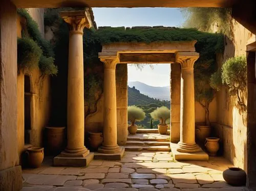 knossos,doorways,doorway,amphipolis,greek island door,archways,palace of knossos,stone gate,greek temple,entrances,artena,kotor,ancient city,pompeii,background with stones,the threshold of the house,theed,entrada,minoan,ancient buildings,Illustration,Retro,Retro 05