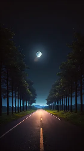 moonlit night,night highway,empty road,long road,road to nowhere,the road,photomanipulation,moon and star background,photo manipulation,moonlit,light of night,night scene,moonscape,nocturnes,evening atmosphere,road forgotten,moonlight,road,night image,moon night,Photography,General,Natural