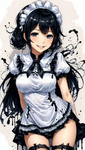 maid,frilly,white and black color,kantai collection sailor,white petals,white clothing,white and black,anime japanese clothing,hinata,doily,steam icon,the sea maid,gomashio,ruffle,crossdressing,kantai,anime girl,cloth doll,white blossom,transparent image,Illustration,Black and White,Black and White 34