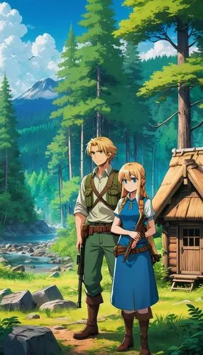 butka,heidi country,pomponia,townsfolk,hyrule,woodlanders,bavarian swabia,oktoberfest background,vengi,kalinka,sylvania,mittelalters,zellar,lederhosen,girl and boy outdoor,hidari,klain,adventurers,zelada,nordics,Illustration,Japanese style,Japanese Style 03