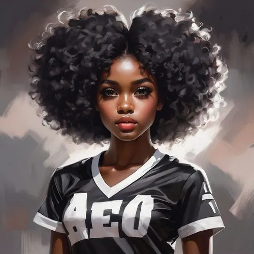 pretty girl with black skin and afro, full lips, blush, dark big eyes, she is a cheerleader in black and white uniform,afro,afro american girls,afros,afroasiatic,fro,afro american,afrocentrism,afroame