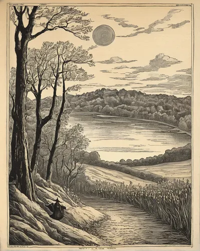 river landscape,robert duncanson,engraving,cool woodblock images,lithograph,walnut trees,iapetus,brook landscape,floodplain,an island far away landscape,coastal landscape,landscape,panoramic landscape,eastern black walnut,estuarine,river wharfe,landscape with sea,moonscape,woodcut,farm landscape,Illustration,Black and White,Black and White 23