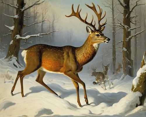 winter deer,deer illustration,christmas deer,pere davids deer,european deer,winter animals,male deer,christmas buffalo raccoon and deer,fallow deer,white-tailed deer,whitetail,red deer,pere davids male deer,santa claus with reindeer,deer,deers,hunting scene,rudolph,fallow deer group,whitetail buck,Art,Classical Oil Painting,Classical Oil Painting 09