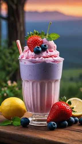 berry shake,berries on yogurt,berry quark,currant shake,strawberry smoothie,fruit ice cream,Photography,General,Fantasy