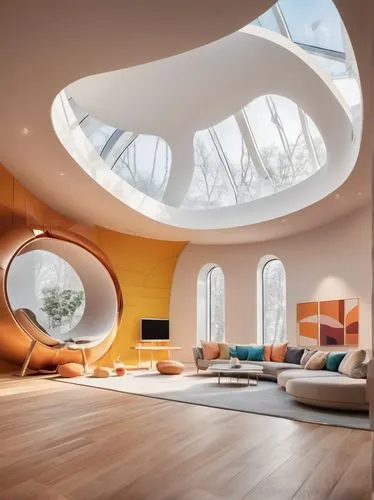 velux,spaceship interior,ufo interior,skylights,vaulted ceiling,musical dome,round window,roof domes,great room,sky space concept,modern living room,modern room,futuristic architecture,living room,livingroom,interior modern design,skylight,attic,interior design,glass roof,Illustration,Abstract Fantasy,Abstract Fantasy 13